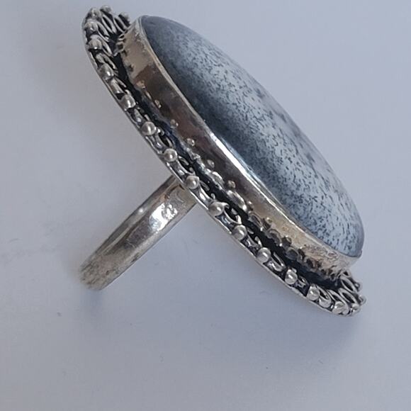 Handmade Sterling Silver Dendritic Agate Ring, Size 7.5 Natural Stone Jewelry - Picture 14 of 14